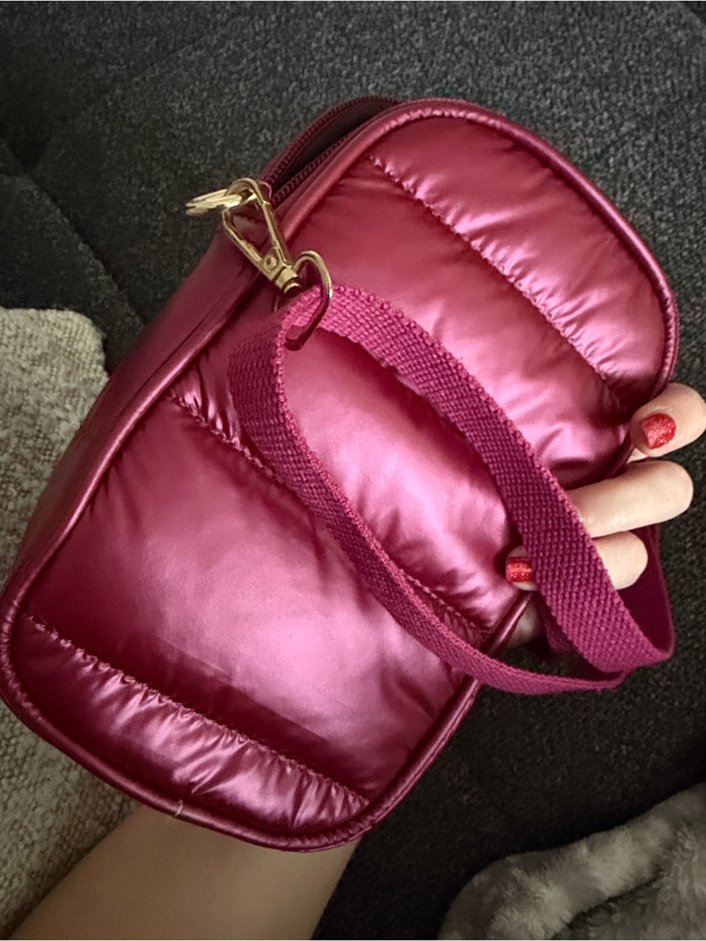 Raspberry Puffer Crossbody Bag - Picture 5 of 5